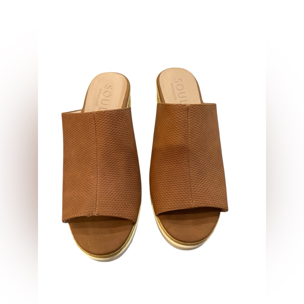 NEW SOUL Naturalizer Brown Wedge Slide Sandals | Size 9.5